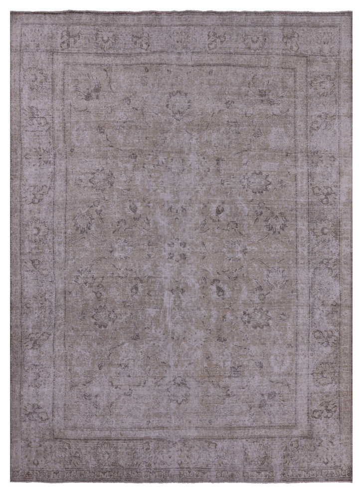 8' 9" X 12' 0" Persian Vintage White Wash Handmade Wool Rug Q4748