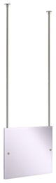 Frameless Landscape Ceiling Hung Mirror with Beveled Edge, Satin Nickel