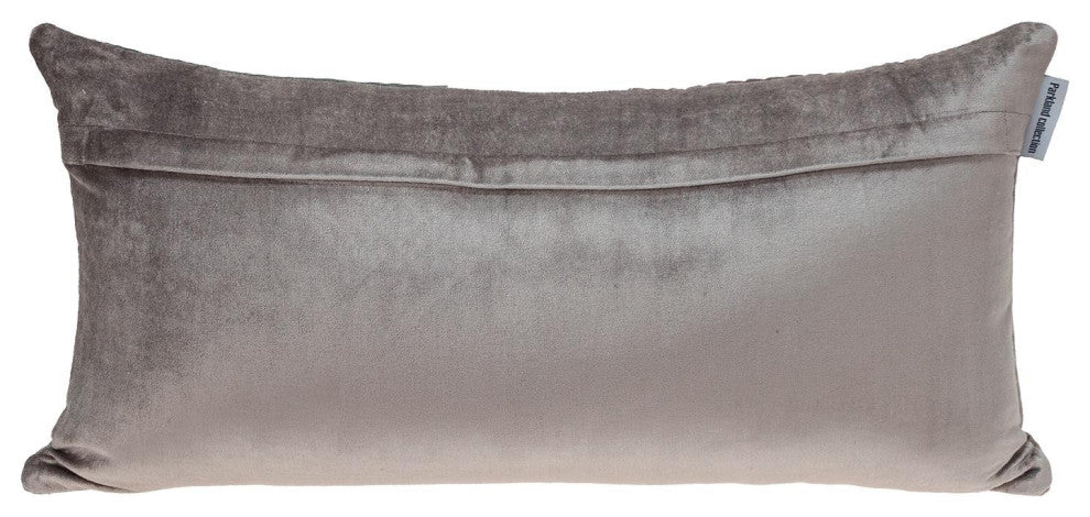 Taupe and Smokey Green Quilted Colorblock Velvet Lumbar Throw Pillow