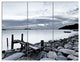 Small Sea Bridge from Rocky Beach, Landscape Canvas Art Print, 36x28, 3 Panels