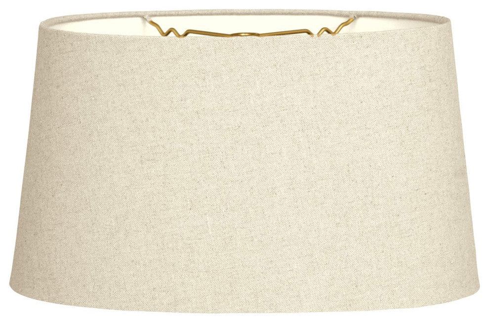 Shallow Oval Hardback Lampshade, Linen Beige, 14"x16"x9"