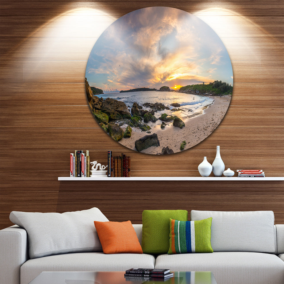 Sydney Seashore During Sunset, Seashore Round Metal Wall Art, 36"
