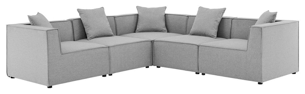 Lounge Sectional Sofa Set, Fabric, Gray, Modern, Outdoor Patio Cafe Bistro