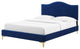 Tufted Platform Bed Frame, Full Size, Velvet, Blue Navy, Modern Contemporary
