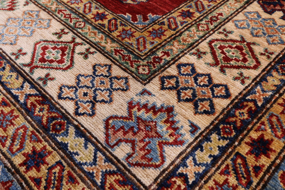 6' 3" X 9' 8" Hand-Knotted Super Kazak Wool Rug Q11103