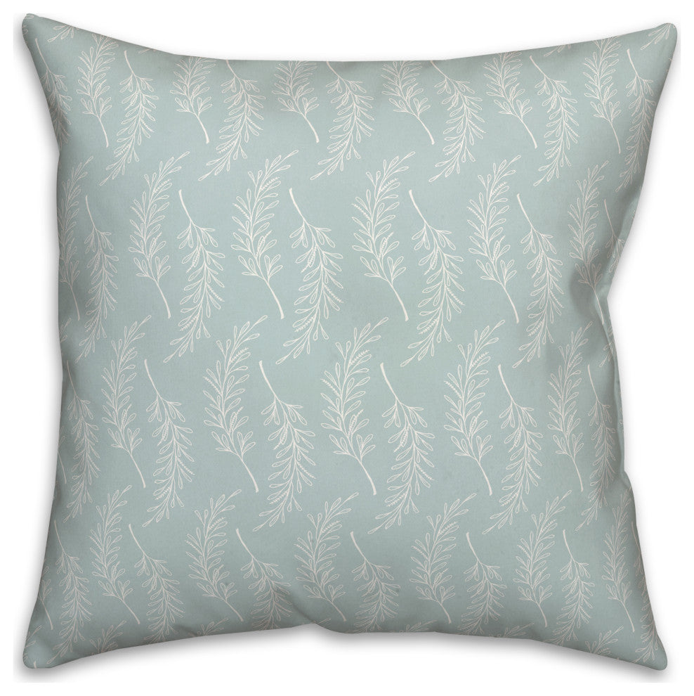 Leaf Branch Pattern Light Blue 3 20x20 Spun Poly Pillow