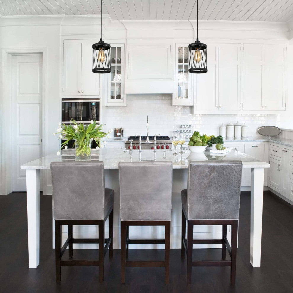 LNC Modern 1-Light Brushed Black Pendant, Kitchen Island Light