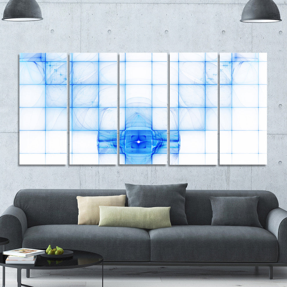 Bat Outline on Radar Screen, Abstract Canvas Art Print, 60"x28", 5 Panels
