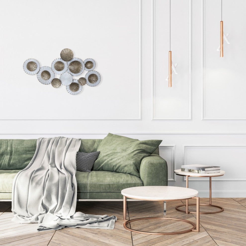White and Gold Metal Plate Wall D"cor
