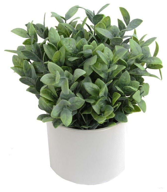 Admired By Nature Artificial Frosted Ruscus Plant With Ceramic Pot