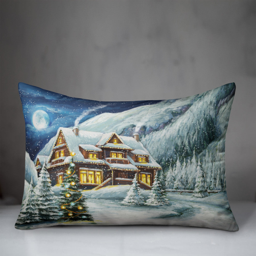 Cabin In The Mountains 14x20 Spun Poly Pillow