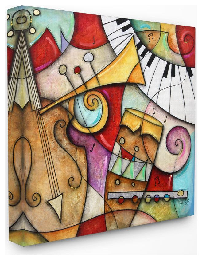 Stupell Industries Geometry Abstract Musical Instruments Painting, 17 x 17