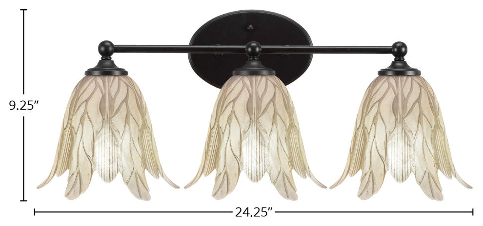 Capri 3-Light Bath Bar, Matte Black/Vanilla Leaf