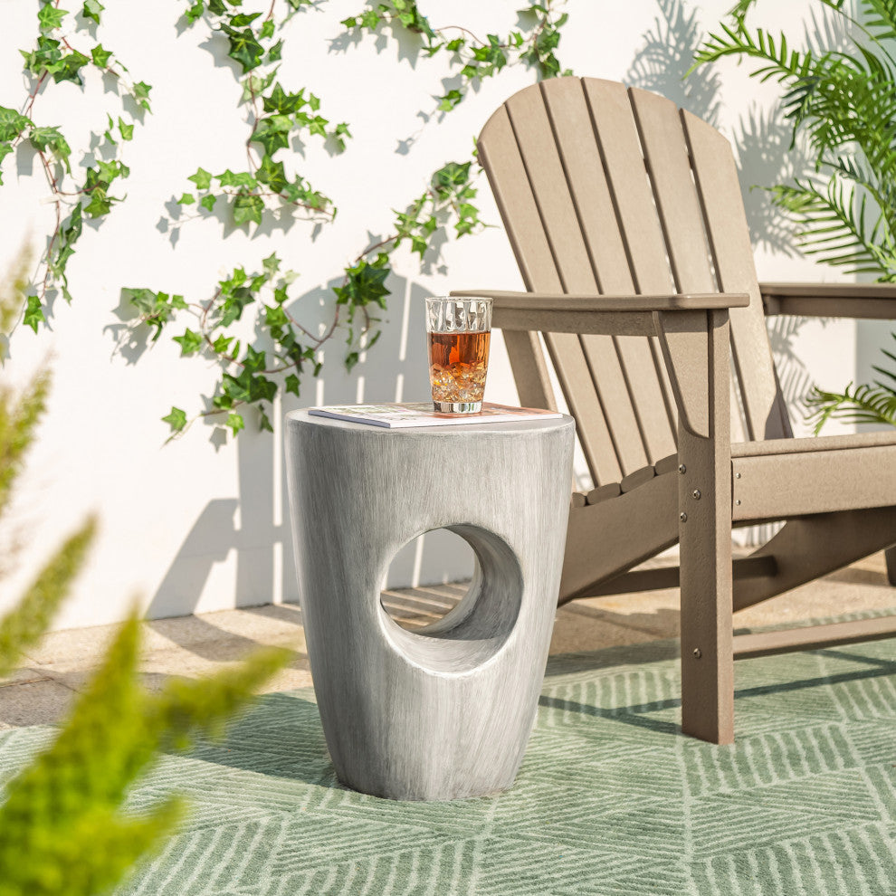 Multi-functional MGO Faux Concrete Garden Stool or Plant Stand or Accent Table