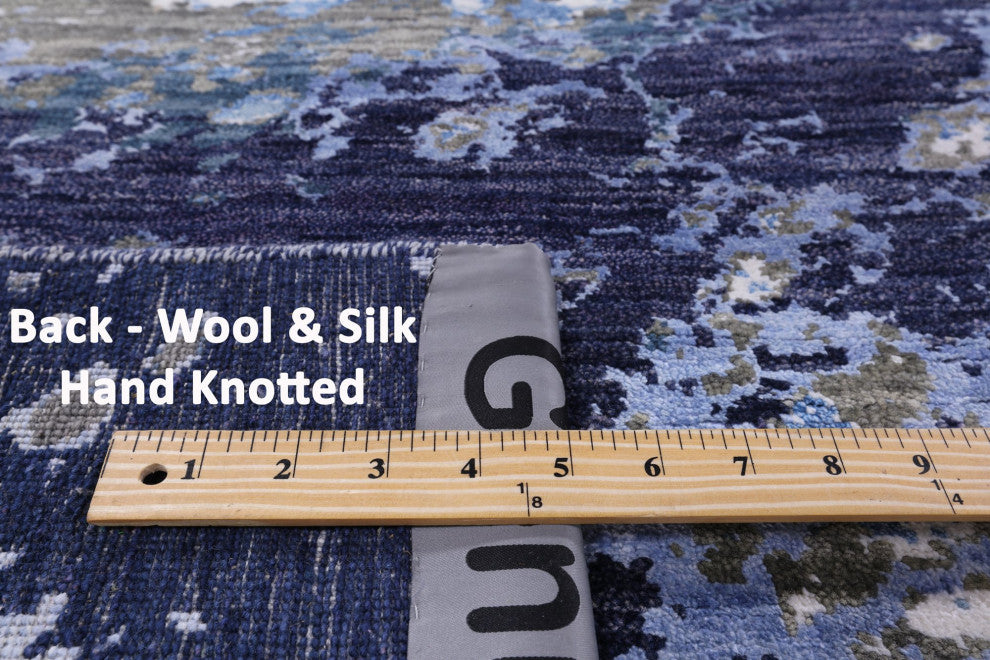 9' 0" X 12' 2" Wool and Silk Hand Knotted Modern Rug Q7195
