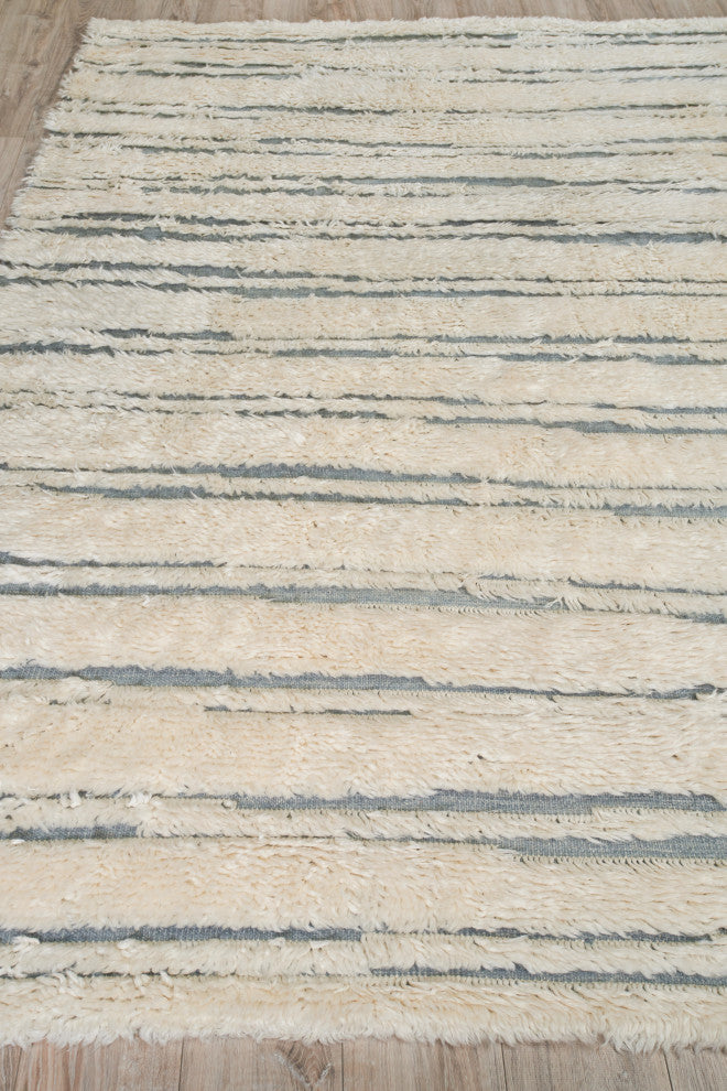 Moroccan Shag Wool Dark Gray/Ivory Area Rug, 9'x12'