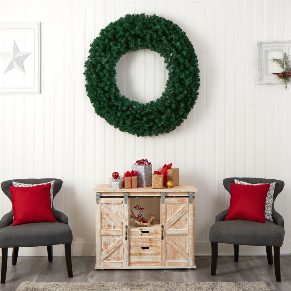 48" Large Faux Christmas Wreath With 714 Bendable Branches and 200 LED Lights