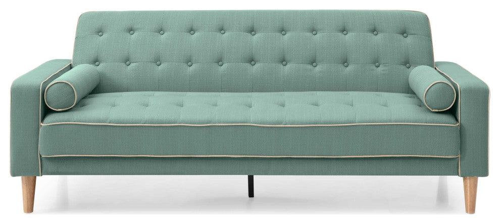 Andrews 85 in. W Flared Arm Polyester Straight Sofa, Teal