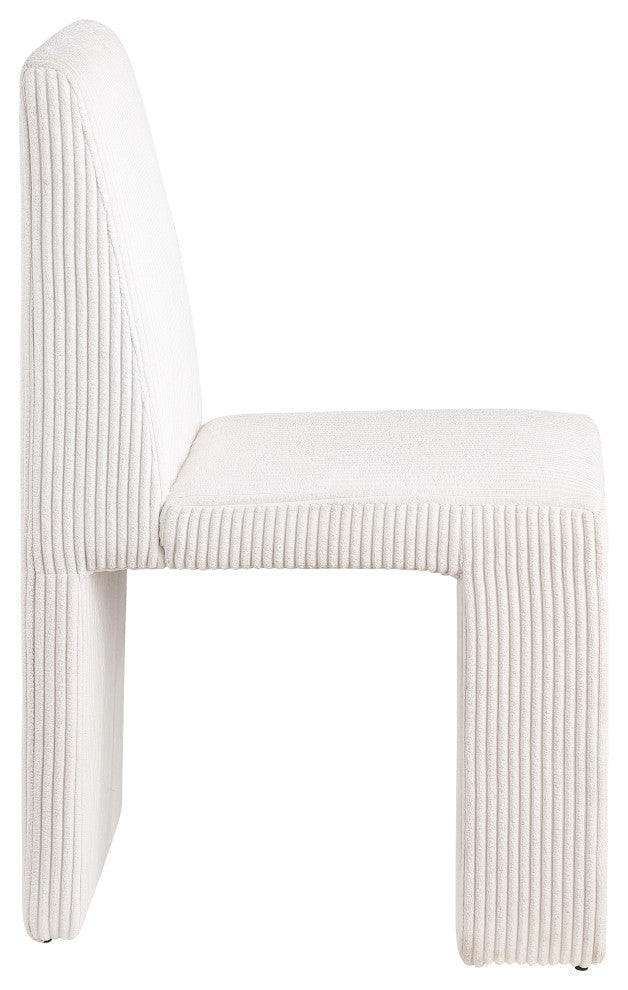 Benson Upholstered Dining Chair, Cream, Microsuede Corduroy