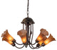 24" Wide Amber Tiffany Pond Lily 7 Light Chandelier