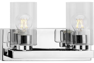 Goodwin 2-Lt Polished Chrome Modern Vanity Light With Clear Glass
