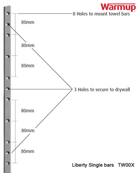 WarmUp Electric Towel Warmers - 4 Liberty Single Bars