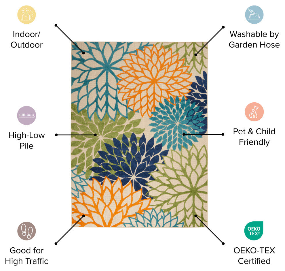 Nourison Aloha 2' x 6' Beige Multicolor Contemporary Rug
