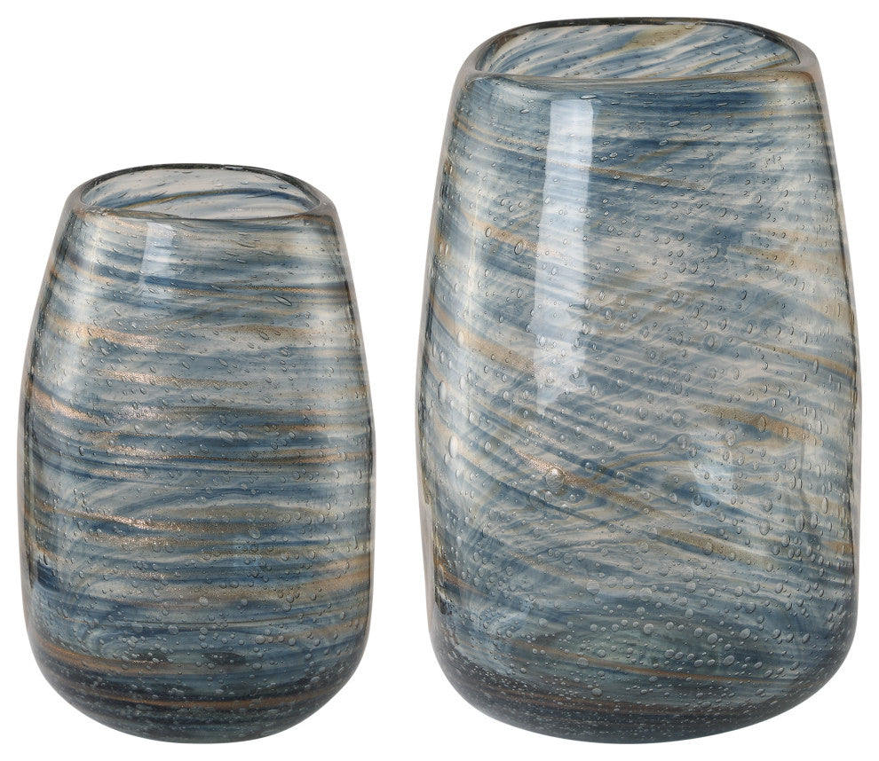 Uttermost - 18158 - Vases, S/2 - Aurora - Blue And Gold