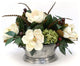 Magnolia with Hydrangeas in Silver Urn