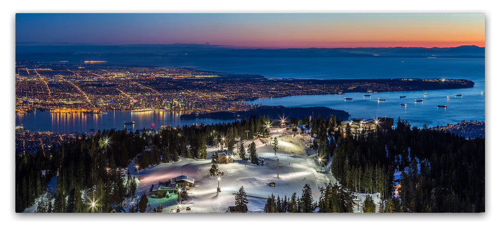 Pierre Leclerc 'Vancouver From Grouse' Canvas Art, 24x10