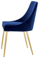Side Dining Chair, Set of 2, Velvet, Metal, Gold Blue Navy, Modern, Cafe Bistro