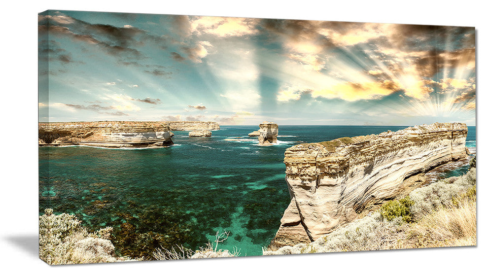 "Rocks At Great Ocean Road Victoria" Seascape Art Canvas, 1 Panel, 60"x28"