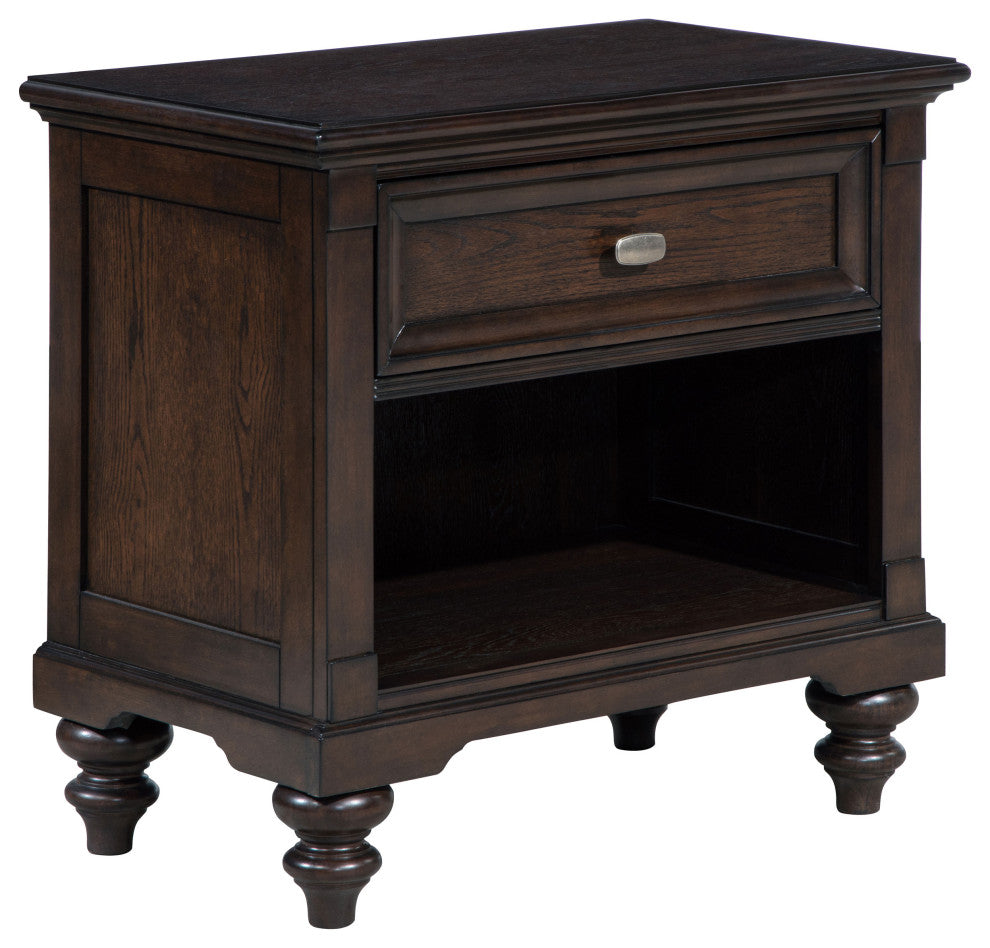 Andover 1-drawer Nightstand Bedside Table Dark Oak