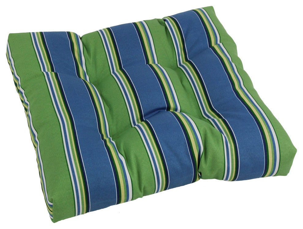 19" Squared Spun Polyester Tufted Dining Chair Cushion, Haliwell Caribbean