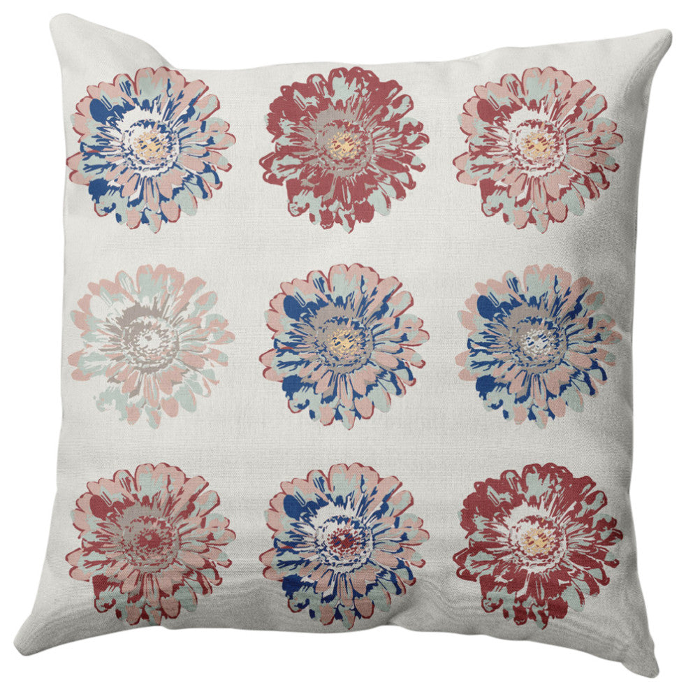 Gypsy Floral Decorative Throw Pillow, Ligonberry Red, 16"x16"