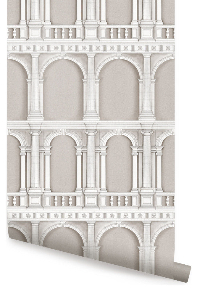 Classic Architecture Peel and Stick Vinyl Wallpaper , Beige, 24"w X 108"h