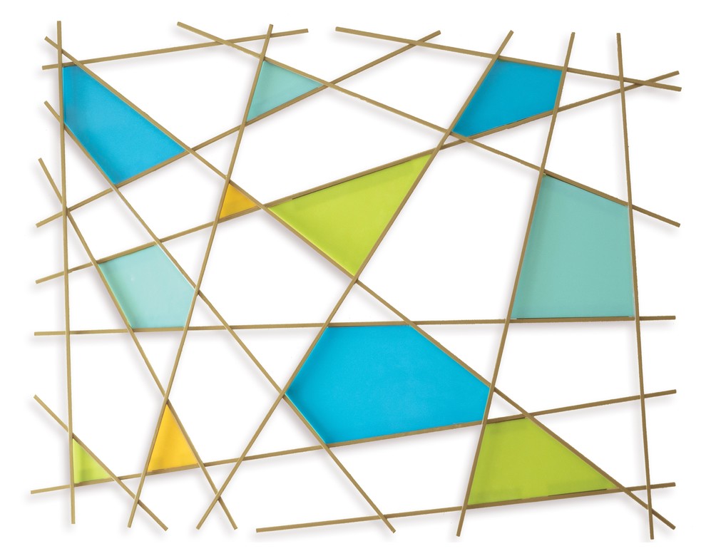 Modern Glass and Metal 3D Wall Sculpture "Triangulation"