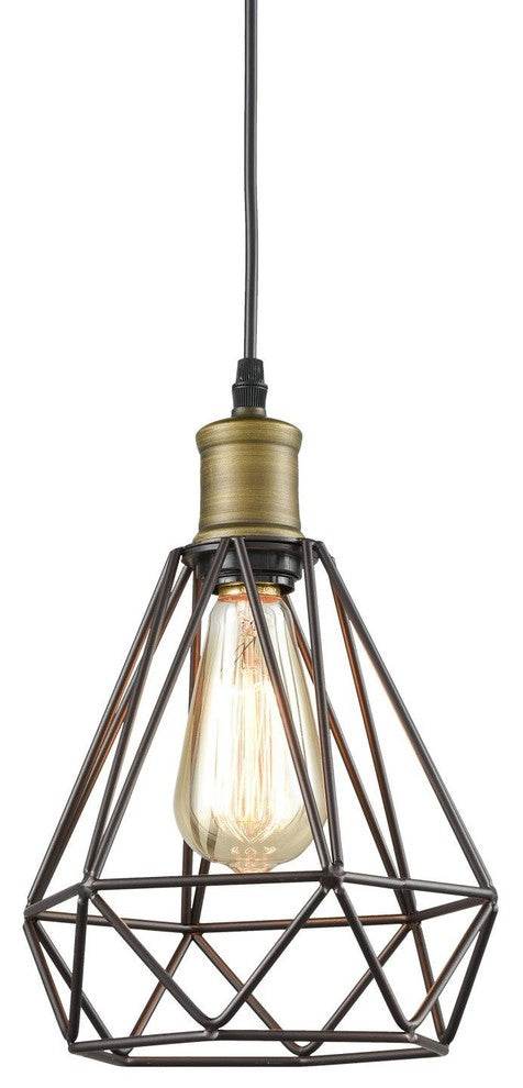 Vintage Polygon Wire Pendant Lighting, Oil Rubbed Bronze