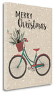 "Merry Christmas Bike - Linen" By Jo Moulton, Giclee on Gallery Wrap Canvas