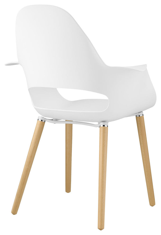 Modern Contemporary Dining Armchair, White Plastic