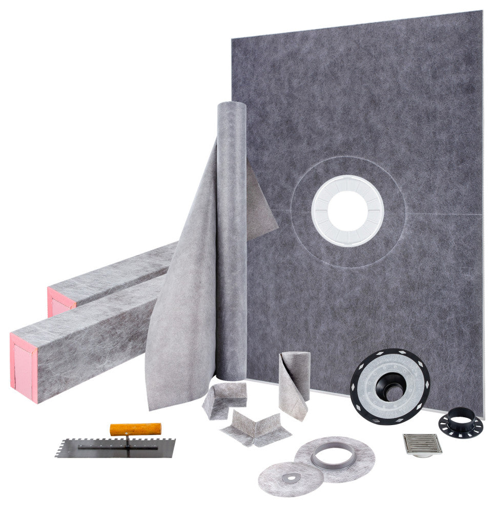 VEVOR Shower Curb Kit, 38"x60" Watertight Shower Curb Overlay With 4" Grate