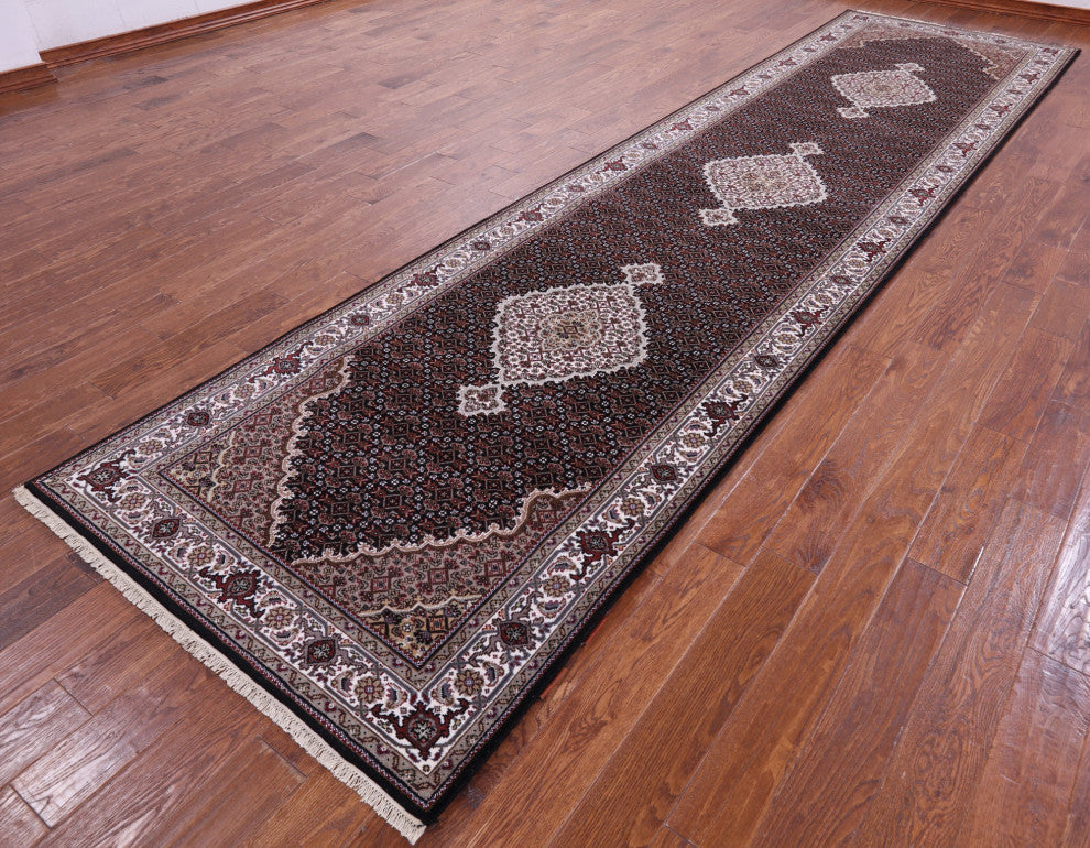 Wool & Silk Hand-Knotted Persian Tabriz Runner Rug 4' 1" X 16' 1" - Q13019