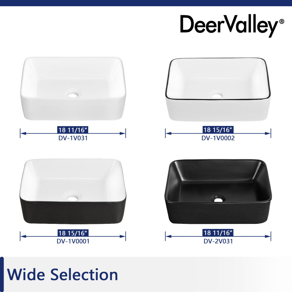 19"X15" Ceramic Rectangular Vessel Bathroom Above Counter Sink