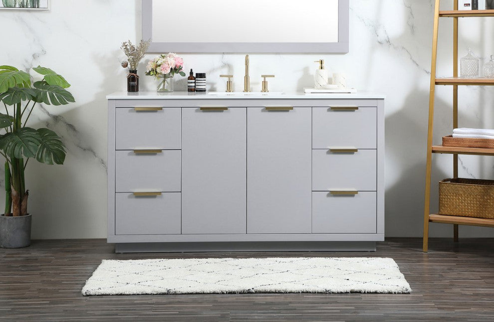 Bethany Single Bathroom Vanity, Gray, 60"