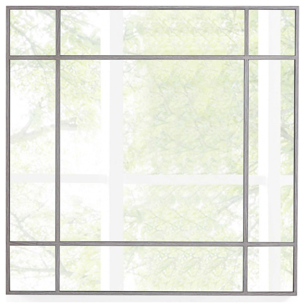 40" X Gray Oak Glass Square Mirror