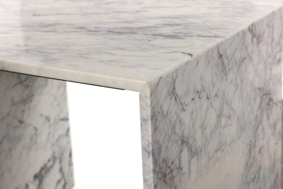 Canova Marble End Table, White, End Table