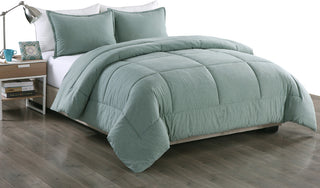 Washed Cotton Comforter Mini Set, Green, Twin