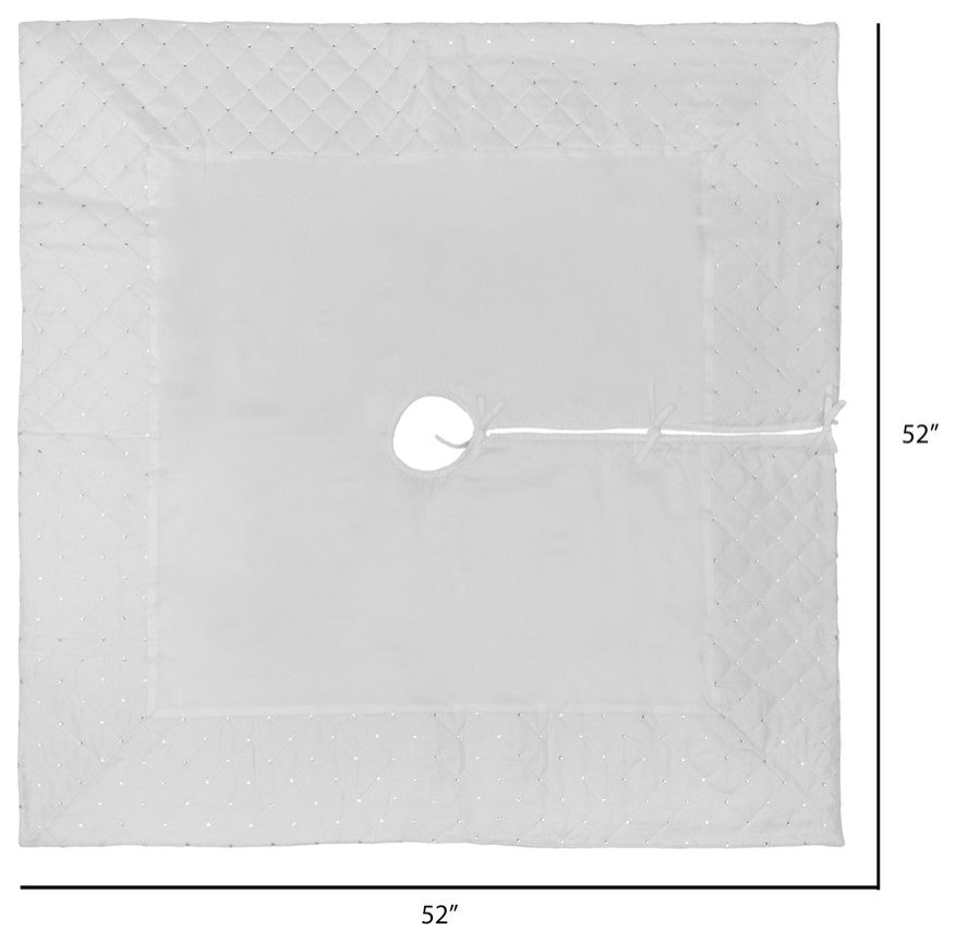 Vickerman Qtx190352 52" Ivory Quilt Stitch Jewel Christmas Tree Skirt