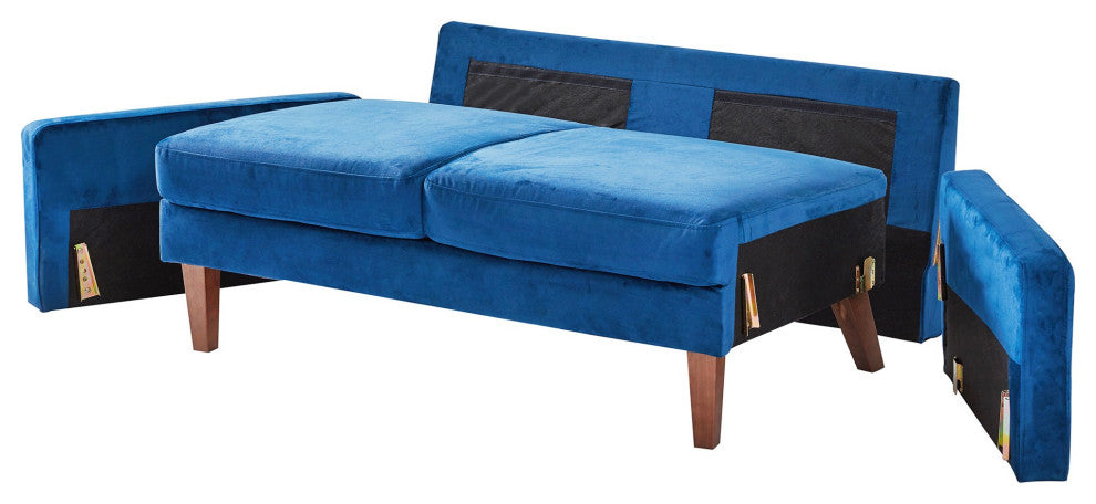 Blue Velvet Modern Tufted Modular Sofa