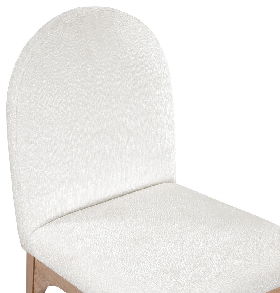 Waldorf Chenille Upholstered Dining Chair, Black, Chenille, Natural Finish, Cream, Side Chair, Chenille Fabric, Natural Finish